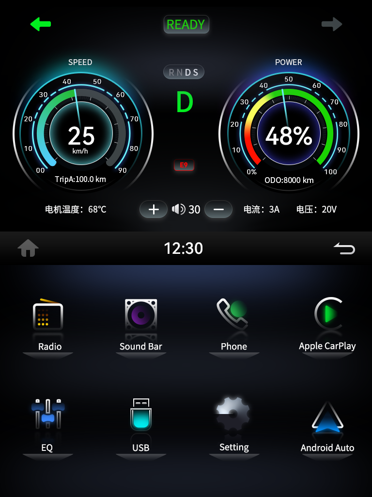 Tesla style LCD instrument